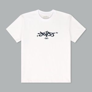 Reversed Crown Tee. White/ Twilight Blue.
