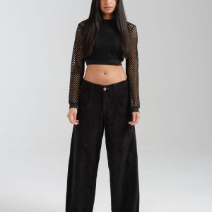 W169 Low Down. 20". 4 Wale Corduroy. Black.