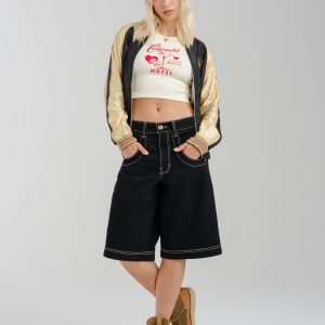 W101 Twin Cannon Shorts. 14". Black/Gold J.